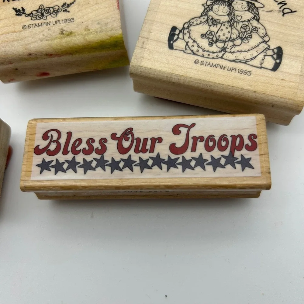 Stampin Up Vintage Wood Rubber Stamps Lot of 6 Just For You Friend To Friend 199